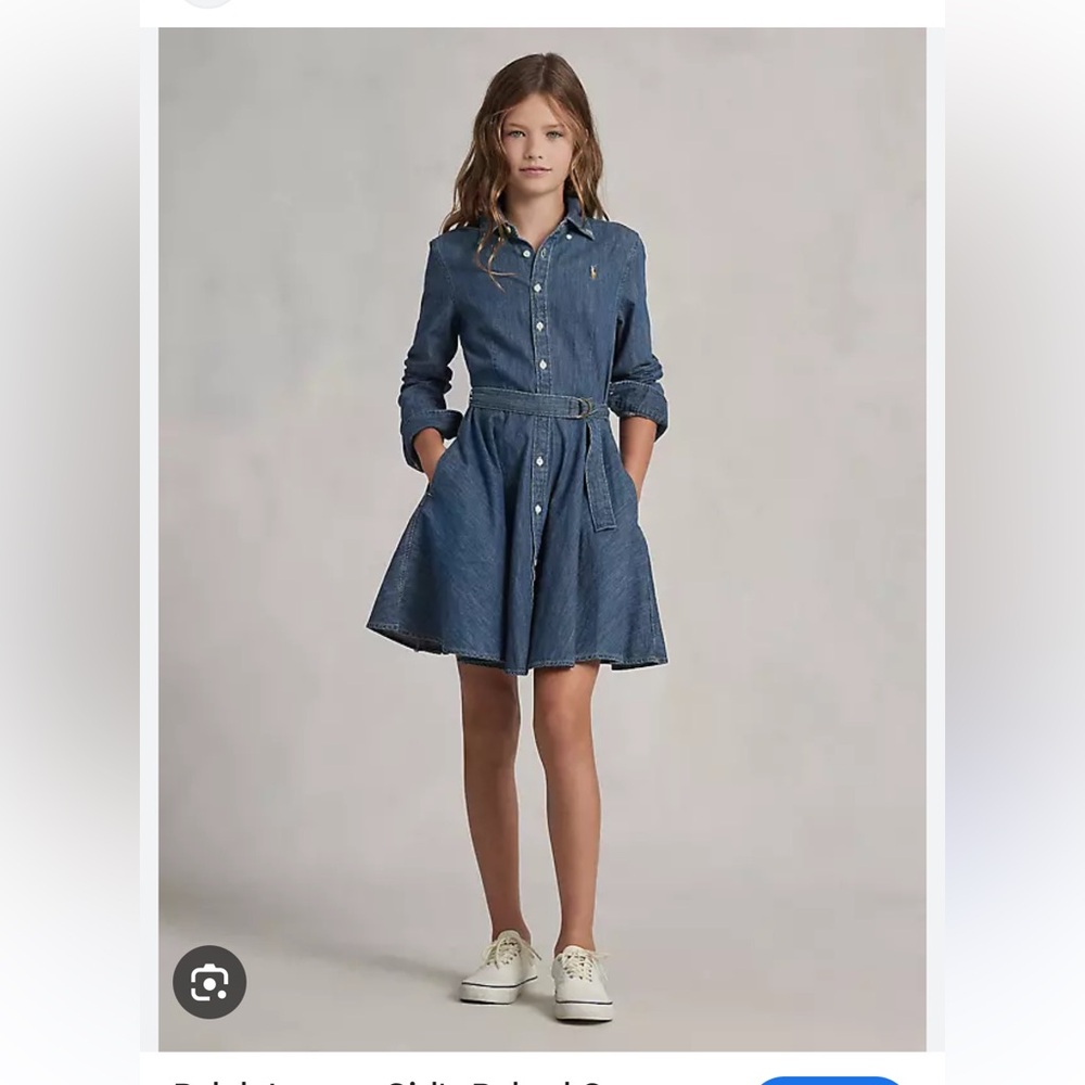 Ralph Lauren Girls Belted Denim Shirt Dress (14)